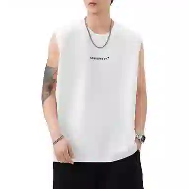 童先森 薄款美式复古圆领坎肩汗衫宽松休闲上衣背心 男款