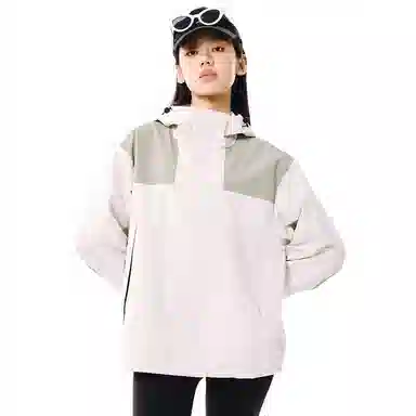 网易严选  宽松连帽拼色薄款  防泼水冲锋衣 男女同款