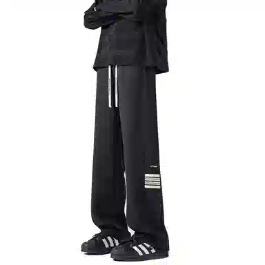 美式侧边设计宽松休闲系带针织运动裤 男女同款