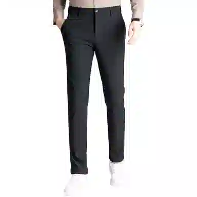 富铤 四面弹美式复古简约纯色中腰拉链基础款商务舒适百搭直筒休闲西装裤 男款