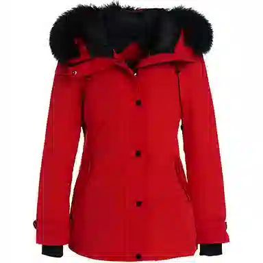 乔万尼 时尚短款通勤百搭连帽拉链羽绒服 女款 红色