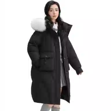鸭鸭 中长款过膝毛领加厚保暖羽绒服 女款
