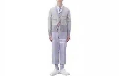 THOM BROWNE Mohair Tweed 4-Bar Classic V-Neck Cardigan V