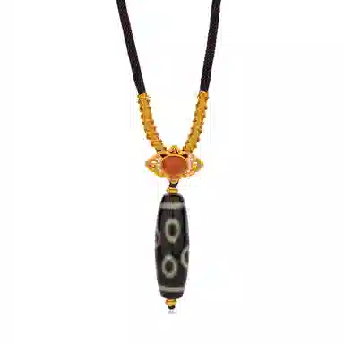 佐卡伊 四眼天珠 藏式新中式国潮转运珠手工编织 玛瑙 项链 男女同款情侣款