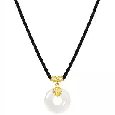 秦福炫 新中式平安扣轻奢小众设计感 玉髓 玉石项链 男女同款情侣款 礼盒装