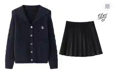 东鲸岁时记 宽松制服海军领慵懒风针织休闲简约半身裙裙装套装 女款