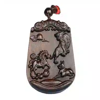 工匠一族 三合生肖三合贵人 紫光檀 木作项链 男女同款情侣款