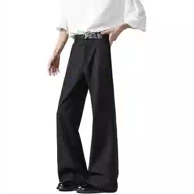 顶峰保罗 纯色垂感薄款舒适百搭直筒长裤凉感宽松小众简约高级感潮牌西装拖地阔腿 休闲裤 男女同款