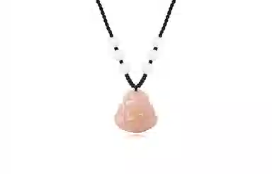 中国珠宝 笑脸弥勒佛吊坠  新中式复古国风高级感玉佛温柔气质平安好运观音锁骨链 玉髓 项链 男女同款情侣款