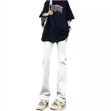 物质公式 美式高街复古做旧水洗基础款宽松休闲百搭透气高腰牛仔裤 男女同款 黑色