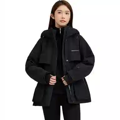 鸭鸭 连帽中长款长袖羽绒服 女款