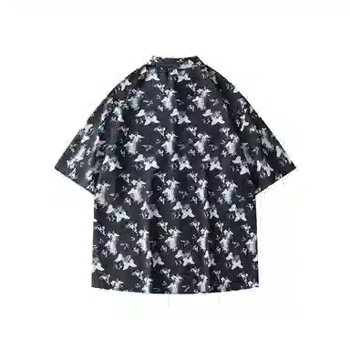 太子龍 夏季薄款蝴蝶冰丝短袖男士休闲潮流宽松凉感速干寸衫衬衫 男款