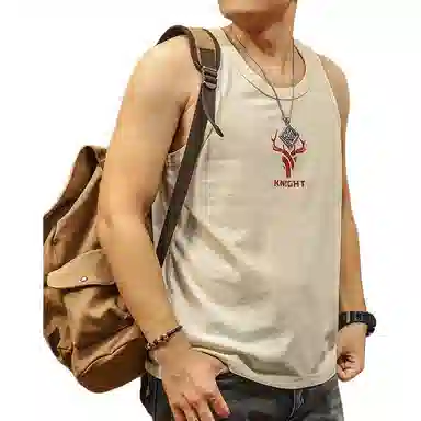 季言 复古磨毛美式运动训练无袖纯棉健身背心 男款 胚色