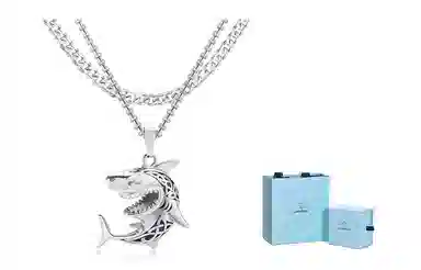 恋朵 时尚潮流项链两件套 小众高级感原创设计海王三叉戟六芒星鲨鱼钛钢项链情侣吊坠古巴链 男女同款 叠戴法则