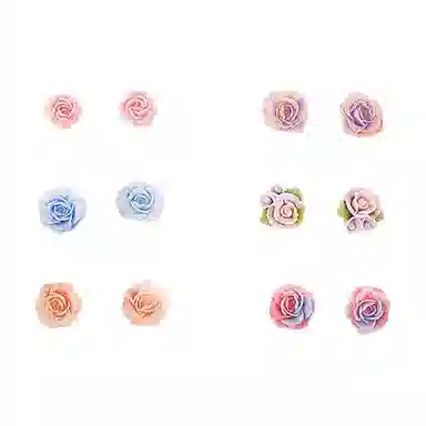 【花开半夏】 零界 甜美清新彩色花朵 小巧精致 不重样 防过敏养耳洞耳饰套装 塑料 耳钉 男女同款情侣款