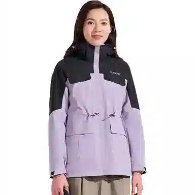 探路者  休闲舒适字母三合一  防风耐磨保暖防静电冲锋衣 女款 冰紫黑色
