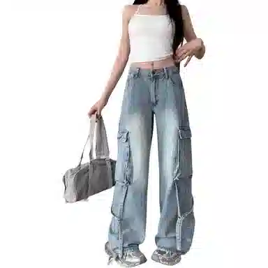 么宁 复古高腰百搭牛仔裤 女款