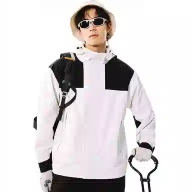 网易严选  宽松连帽拼色薄款  防泼水冲锋衣 男女同款