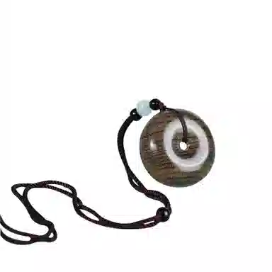 天纵 国风复古平安扣转运吊坠 禅意极简风  新中式国潮文玩招财纳福 好运盘玩念珠挂饰 楠木 项链 男女同款情侣款