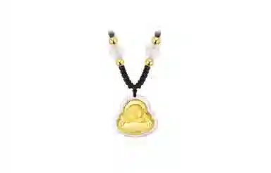 百利金 金镶玉 精致个性大气小众设计感 国潮新中式复古弥勒佛观音转运锁骨链 足金 项链 男女同款情侣款