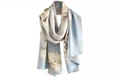 优幽兰 百搭时尚优雅小众设计感花卉真丝长款薄围巾女温柔气质高级感妈妈披肩女外搭 丝巾 女款