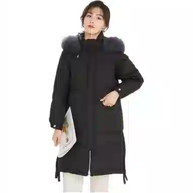 鸭鸭 中长款纯色宽松舒适羽绒服 女款