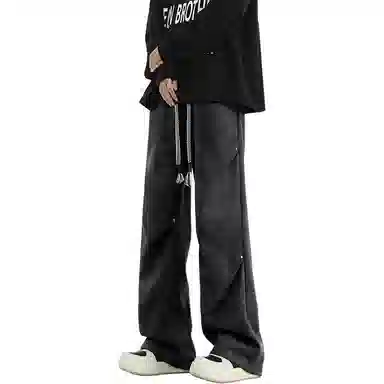 顶峰保罗 美式扎染脏脏裤高街直筒长裤无性别主义潮牌冰丝凉感褶皱设计感宽松百搭阔腿休闲裤 男女同款