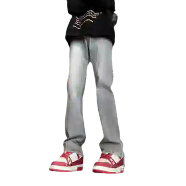 双星八特 加绒加厚保暖长裤美式高街废土风水洗做旧中腰百搭垂感休闲弯刀微喇潮流牛仔裤 男女同款