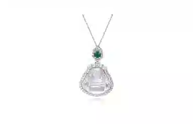 金瑞邦 佛公 弥勒佛笑脸佛本命年上岸平安吊坠新中式国风国潮 精致轻奢 简约大方百搭显白高级感 招财纳福顺遂转运 玉髓 项链 女款