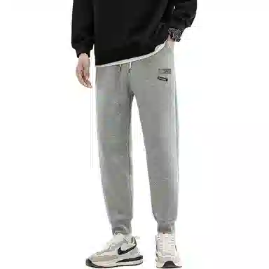 棉致 标签简约纯色加厚羊羔绒柔软舒适宽松束脚休闲裤 男女同款