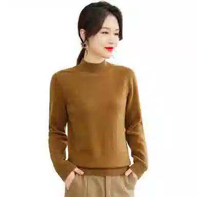 恒源祥 半高领套头纯色长袖毛衣 女款