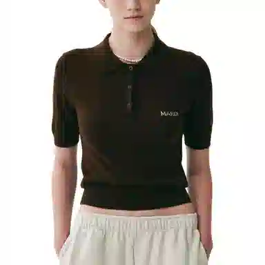 MARDI MERCREDI SS25 KNIT SLIMFIT SHIRT PIQUET_BROWN Polo