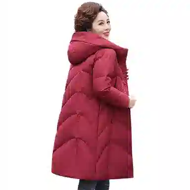 鸭鸭 中长款连帽保暖羽绒服 女款