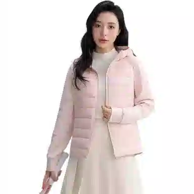 鸭鸭 短款轻薄连帽宽松休闲羽绒服 女款