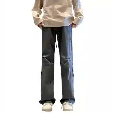 王者荣耀 美式褶皱拼接户外徒步爬山运动宽松舒适透气时尚百搭直筒休闲裤 标语款 男女同款