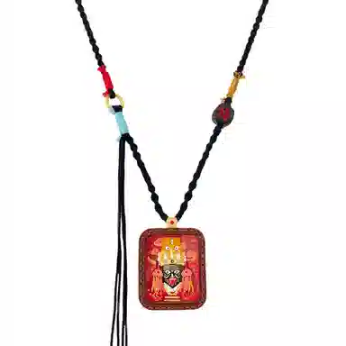 花茜樱 原创设计 扎基拉姆 西藏手绘擦擦唐卡藏式小众国潮新中式国风纳福如意好运 合金 项链 女款