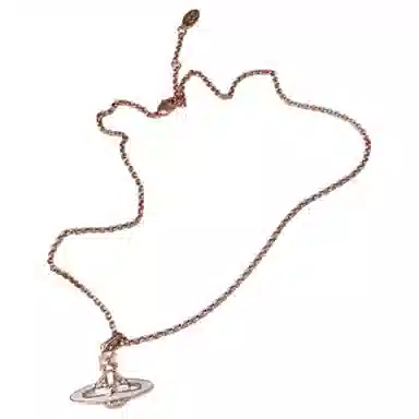 Vivienne Westwood Classic Saturn Logo Pendant Necklace Rose Gold