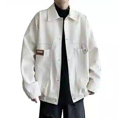 街头潮流美式复古宽松机车风外套皮衣 男女同款