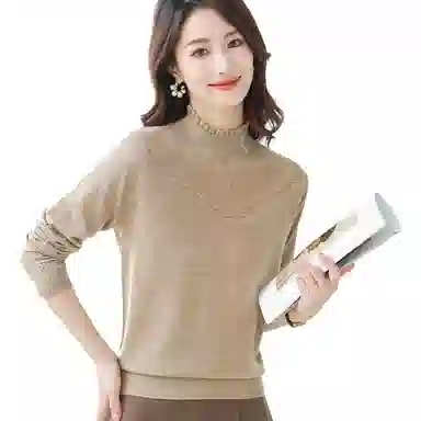恒源祥 半高领纯色长袖针织衫 女款