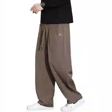顶峰保罗 冰丝凉感速干宽松阔腿长裤无性别主义潮牌纯色大码薄款透气学生百搭运动直筒休闲裤 男女同款