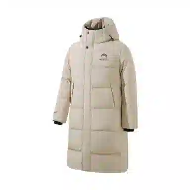 【王一博代言】鸭鸭 石墨烯蓄热保暖冰壳系列中系风百搭运动户外通勤校园减龄加厚抗寒保暖连帽长款纯色白鸭绒大被子款羽绒服 男女同款