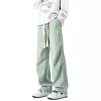 敦煌博物馆 山系户外徒步织带抽绳机能风伐木裤铆钉褶皱设计感宽松直筒百搭大码休闲裤 男女同款