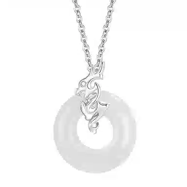 翡翠王朝 祥龙献瑞国潮新中式汉服平安扣 十二生肖 玉髓 玉石项链 女款