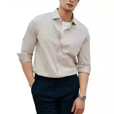 丹宁哲学 舒适无拘束高弹力修身针织长袖衬衫 男款