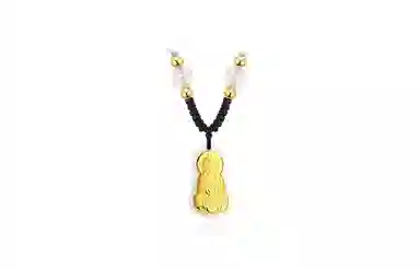 百利金 金镶玉 精致个性大气小众设计感 国潮新中式复古弥勒佛观音转运锁骨链 足金 项链 男女同款情侣款