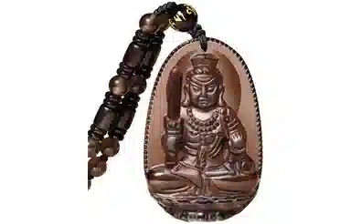 易明居 国潮十二生肖 本命年佛牌 简约大气六字真言转运珠吊坠 八大本命佛守护神 黑曜石 项链 男女同款情侣款