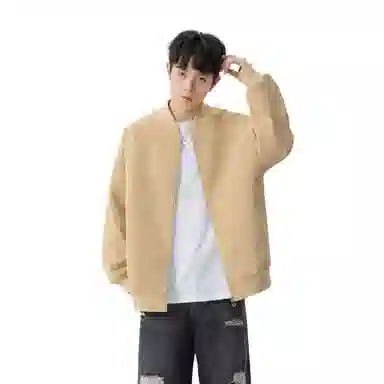 王者荣耀 美式复古脏脏棒球领外套宽松舒适青春高颜值少年感百搭时尚夹克皮衣 标语款 男女同款