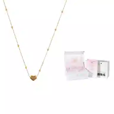 指尖瑰宝 气质珠子爱心吊坠 金色爱心 项链 女款 礼盒