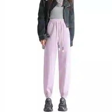 法文箱子 简约中腰宽松休闲裤 女款 浅紫