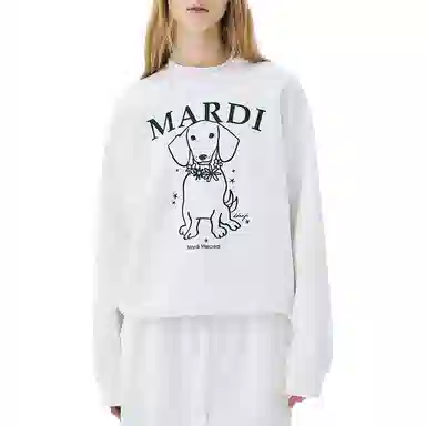 MARDI MERCREDI SS25 SWEATSHIRT SWING THE TAIL DDANJI FLOWER NECKLACE_WHITE PINK